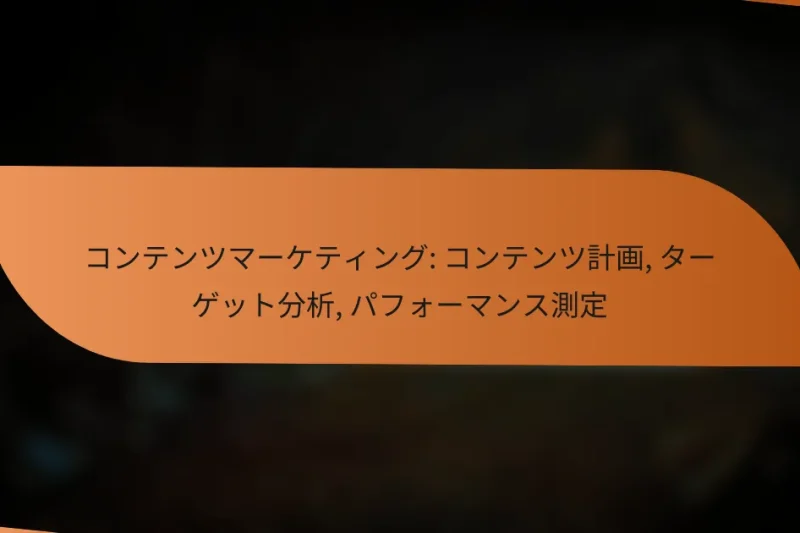 コンテンツマーケティング: コンテンツ計画, ターゲット分析, パフォーマンス測定
