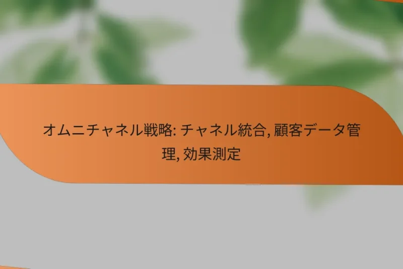 オムニチャネル戦略: チャネル統合, 顧客データ管理, 効果測定
