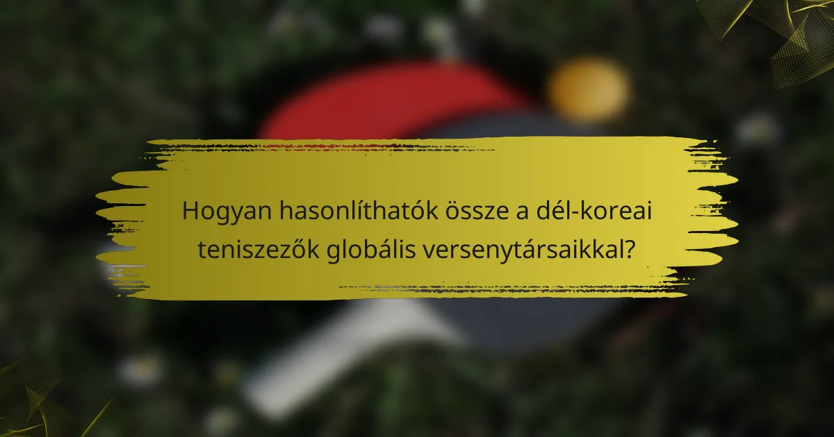 Hogyan hasonlíthatók össze a dél-koreai teniszezők globális versenytársaikkal?